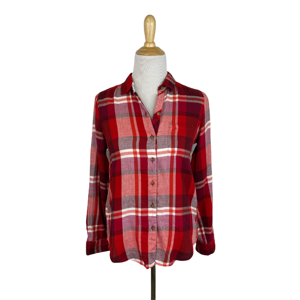 NEW Lucky Brand Plaid Button-Up Top Size XS